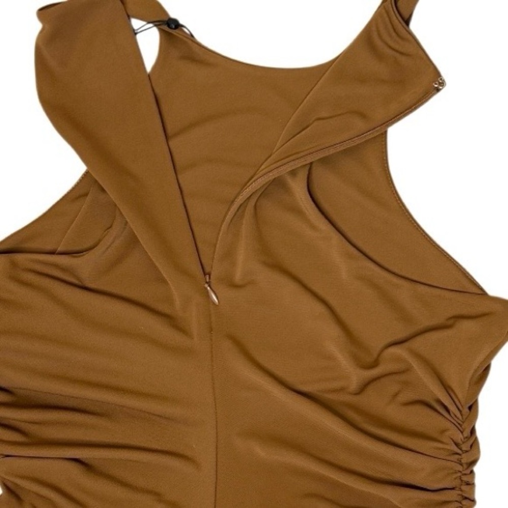 Cinq à Sept Sonya Ruched
Tank Sleeveless Top Curved Hem Racerback Camel Brown XL - Picture 4 of 13